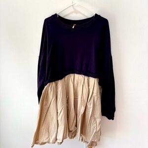 Free People Eleanor Sweatshirt navy mini dress XL